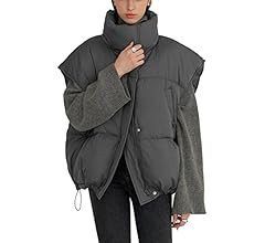Veatzaer Womens Sleeveless Zip Puffer Vest Drawstrig Hem Oversized Stand Collar Warm Winter Coats | Amazon (US)