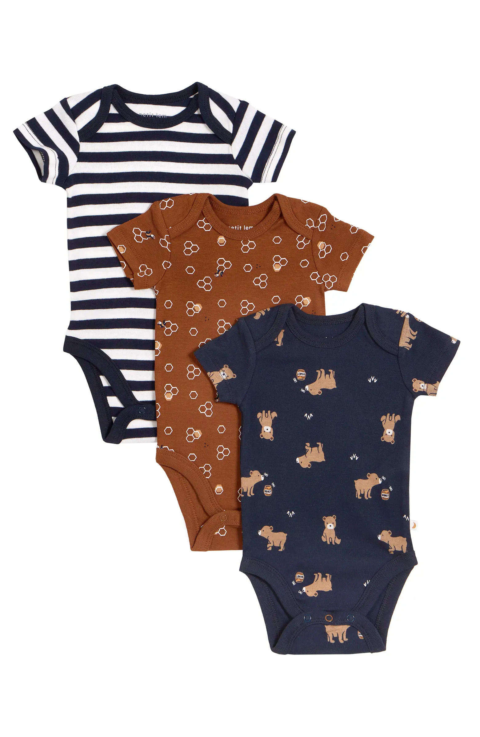 Petit Lem Assorted 3-Pack Organic Cotton Bodysuits | Nordstrom | Nordstrom