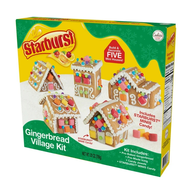 DIY Gingerbread Village Kit with Starburst Candies, Contains Wheat, Eggs, Soy, Milk, 25oz | Walmart (US)