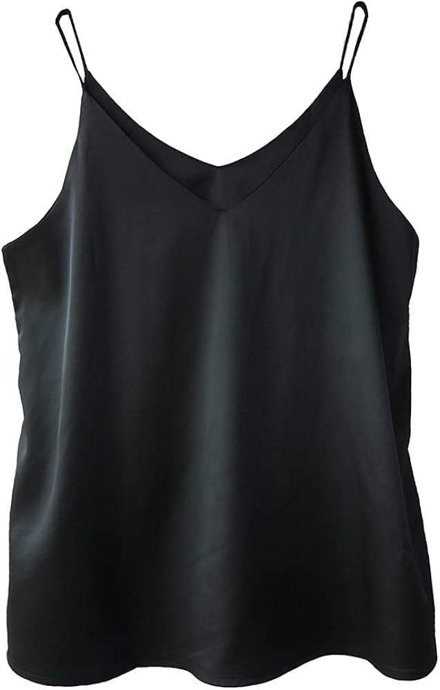 Wantschun Womens Silk Satin Camisole Cami Plain Strappy Vest Top T-Shirt Blouse Tank Shirt V-Neck... | Amazon (US)