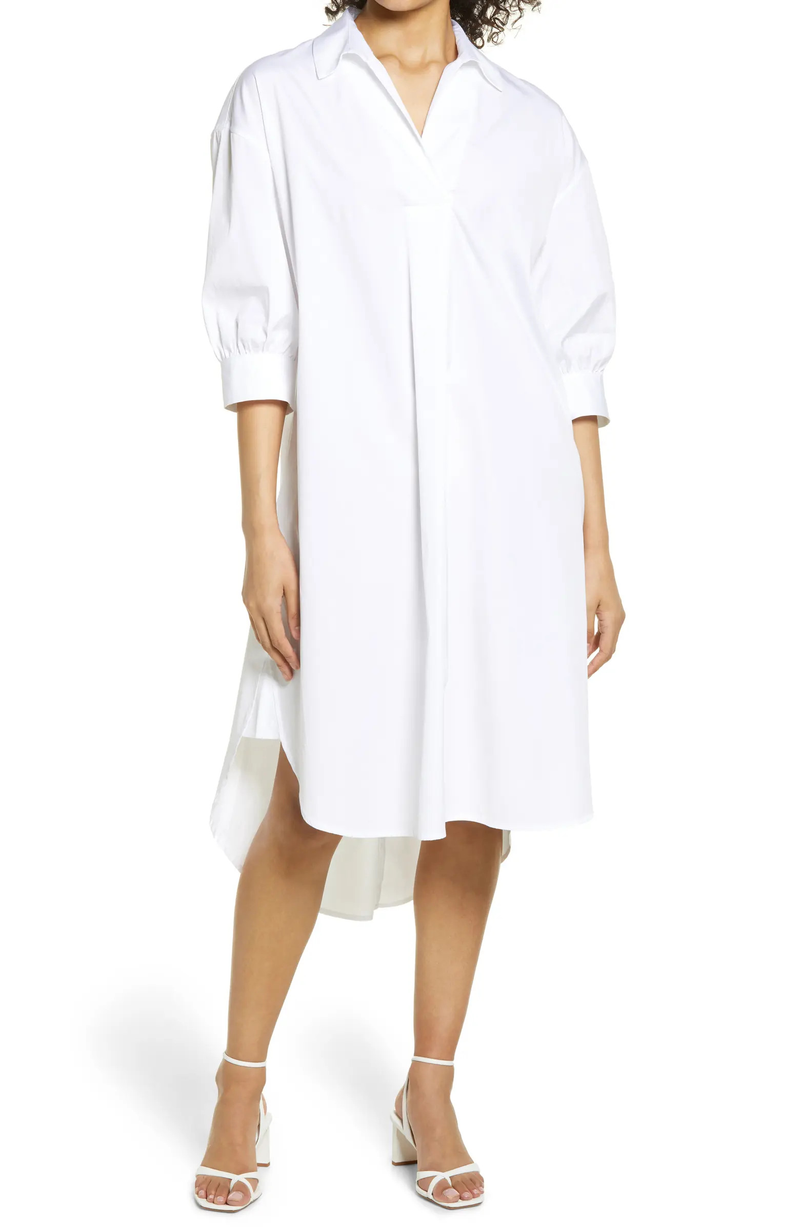 Oversize Three-Quarter Sleeve Shirtdress | Nordstrom