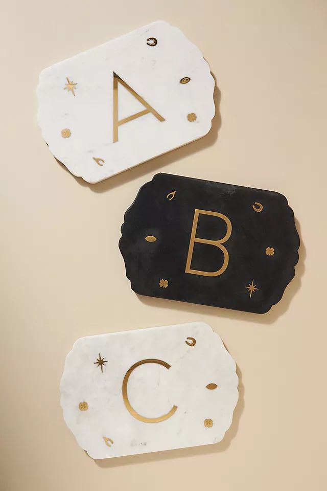 Lucky Marble Monogram Serving Board | Anthropologie (US)