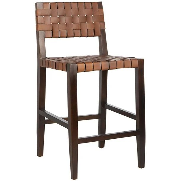 Safavieh Paxton Woven Leather Counter Stool with Footrest - Walmart.com | Walmart (US)