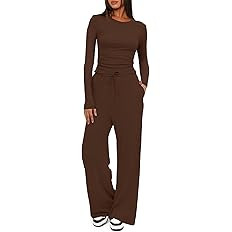 Darong Women's 2 Piece Sets Fall Outfits Long Sleeve Wide Leg Tracksuits Casual Lounge Set Matchi... | Amazon (US)