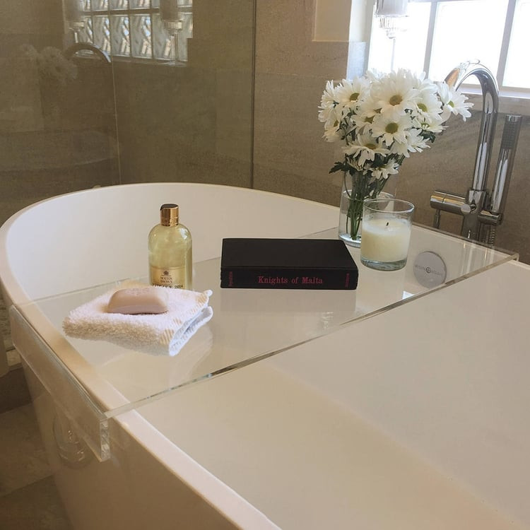 Acrylic Bathtub Tray Clear Bathroom Caddy Shelf | Homary