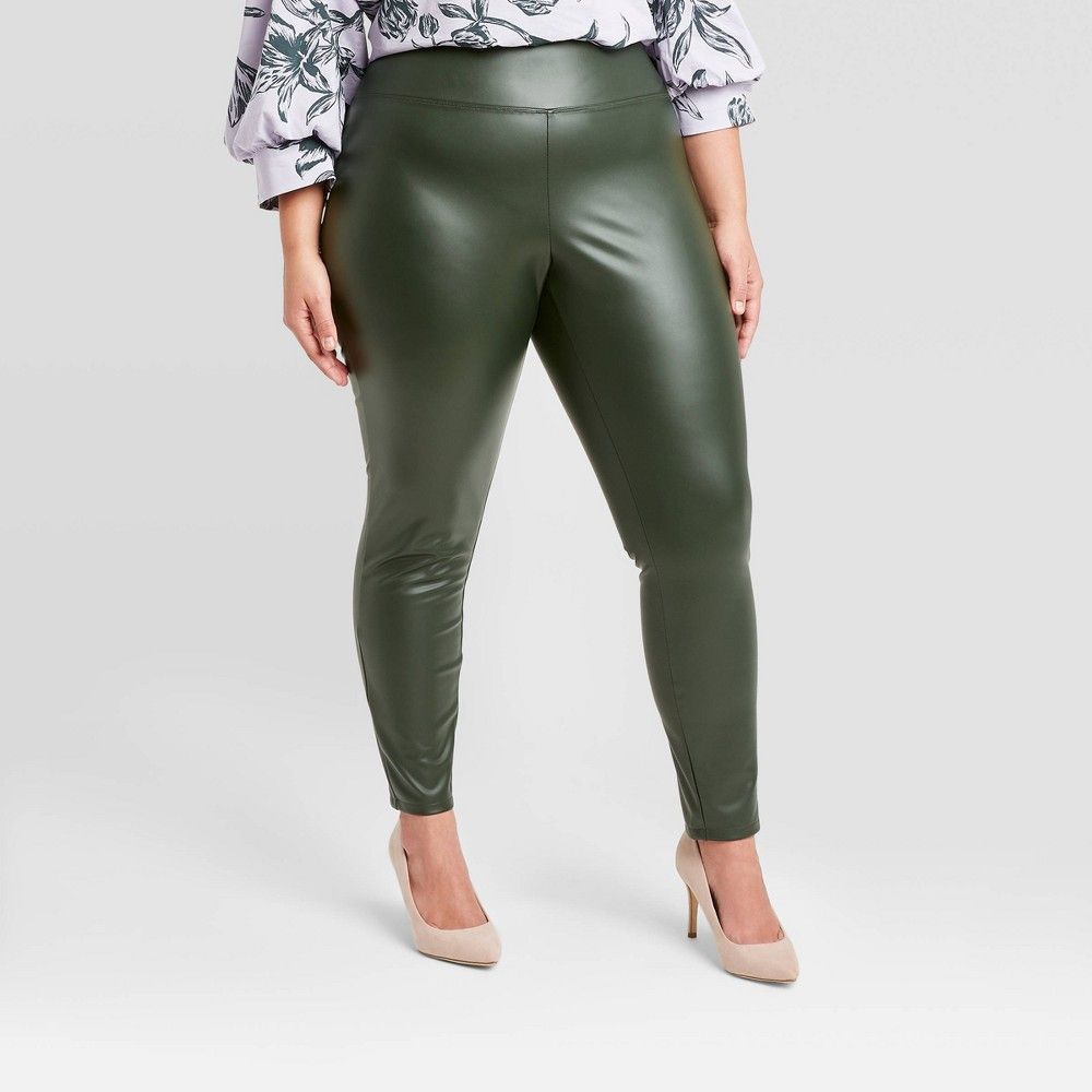 Women's Plus Size High-Waisted Faux Leather Leggings - A New Day™ | Target