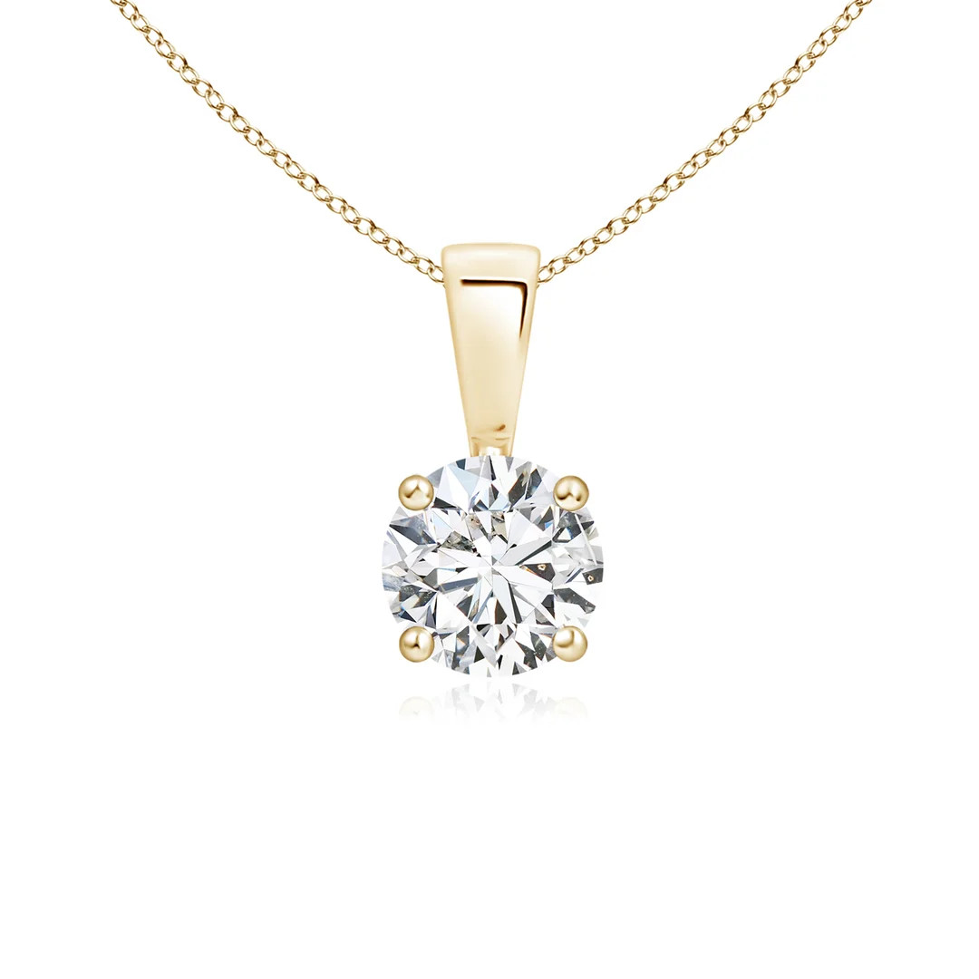 Classic Prong-Set Round Diamond Solitaire Pendant | Angara Inc.
