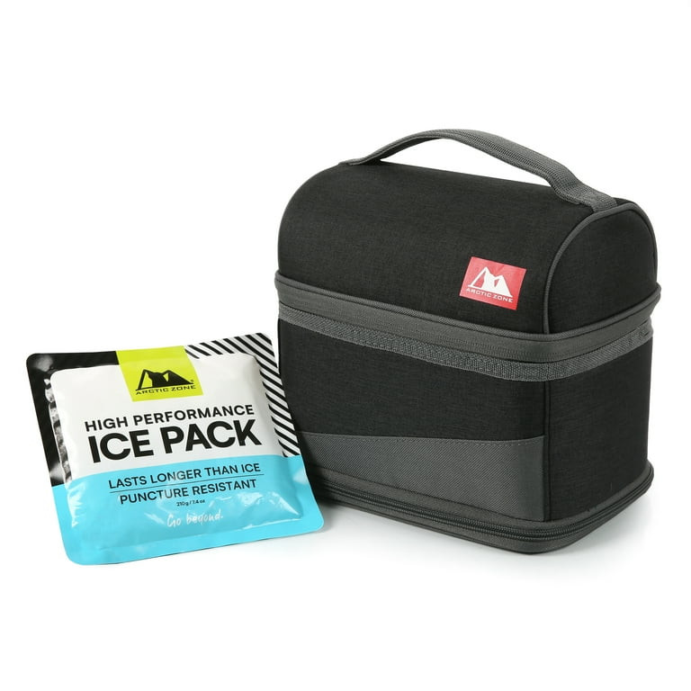 Arctic Zone Expandable Lunch Box with Ice Pack, Black/Gray | Walmart (US)