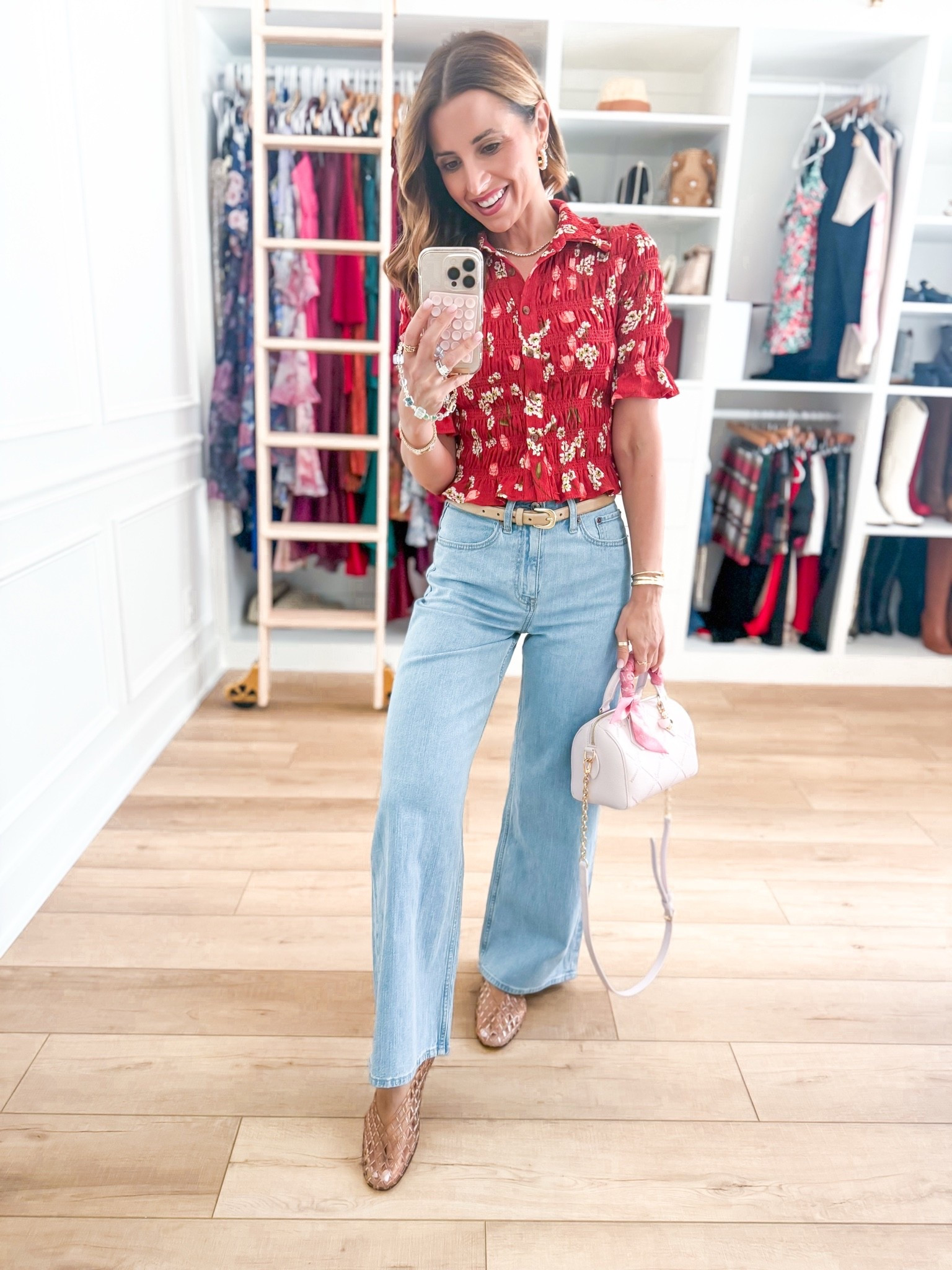 Abercrombie linen-blend wide-leg jeans in 24 short, regular style but comes in a curve love option, too. Anthropologie top in XXS. Spring outfit. Elevated casual outfit. Mom outfit. Jelly ballet flats are whole sizes only - I’m a 6.5 and do a 6 per reviews.

#LTKootd #LTKPetite #LTKgrwm