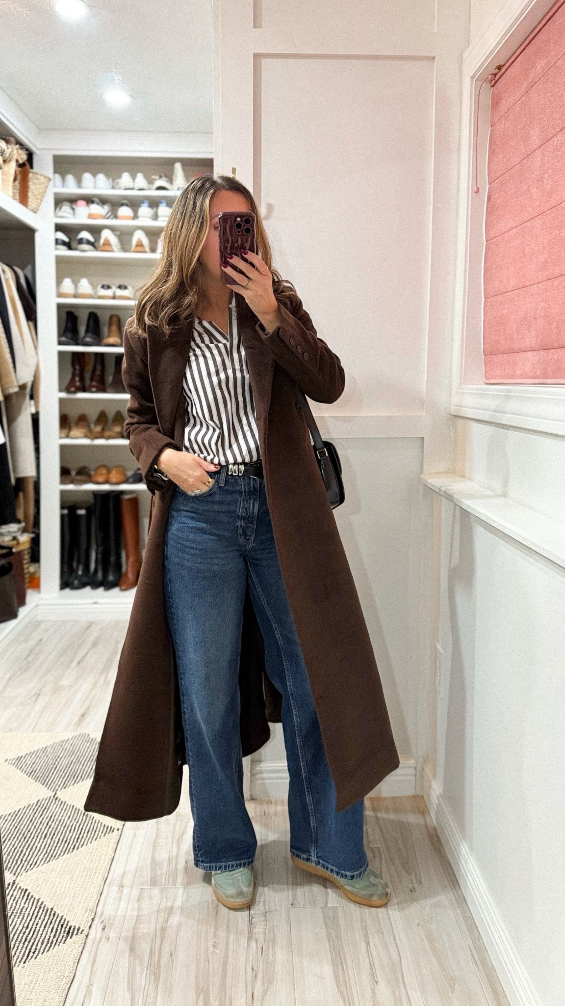 These jeans are Banana Republic and are amazing. But the linked Quince pair is identical which I found out just recently after finally giving them a try (I took my bigger size but check out other reviews). 
The classic button down is in small for a roomier fit (my other color is in xs for a slightly fitted look but still relaxed look.  Runs tts basically).
Coat in small (such good quality). 



#LTKootd #LTKOver40 #LTKWorkwear