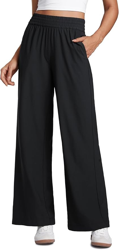CRZ YOGA Lightweight Drapey Wide Leg Pants for Women 30" Flowy High Waisted Casual Lounge Travel ... | Amazon (US)