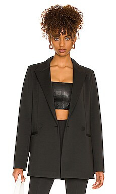 Good American Shiny Scuba Blazer in Black from Revolve.com | Revolve Clothing (Global)
