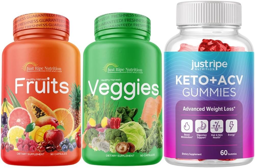 Fruits and Veggies Capsules + Keto Acv Gummies Bundle by Just Ripe | Amazon (US)