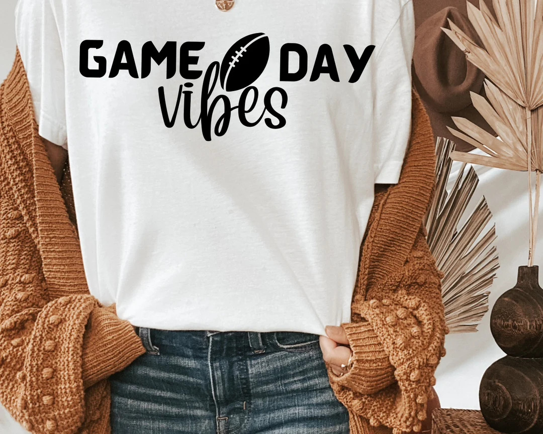 Game Day Vibes T-shirt/football Season Shirt/women's Football Shirt/ Sunday Football Tee/super Bo... | Etsy (US)