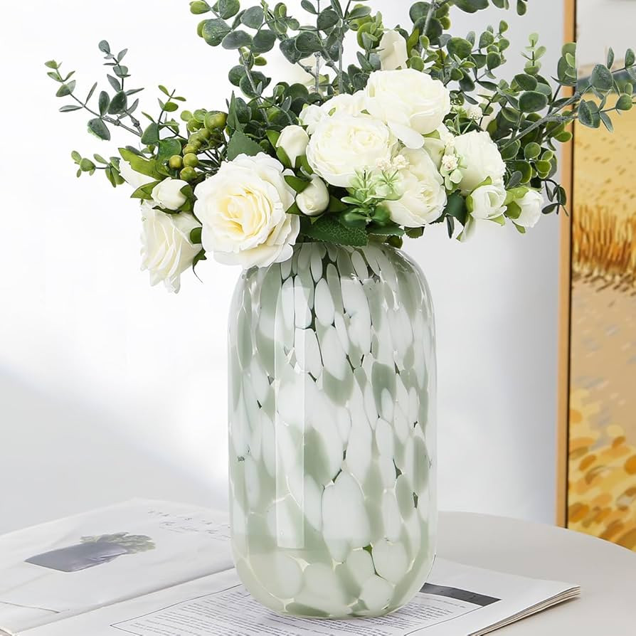 Speckled Glass Vase, Fancy Handmade Glass Leopard Print Vase for Decor, Table Top Abstract Mouth-... | Amazon (US)