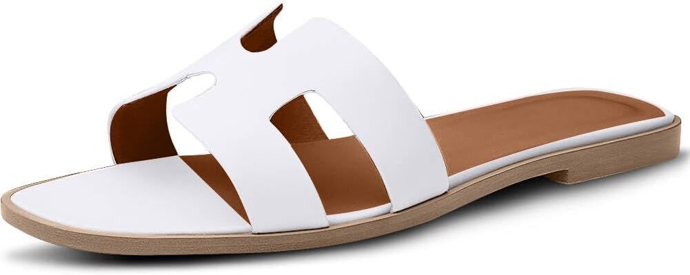 BUMIZZU Womens Sandals H-Band Slides Flat Sandals for Women Summer Sandals | Amazon (US)
