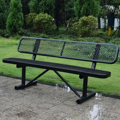 6 Ft. Steel Bench With - And Weather-, Black For Garden, | Wayfair North America