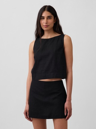 Linen-Blend Crop Shell Tank Top | Gap (US)