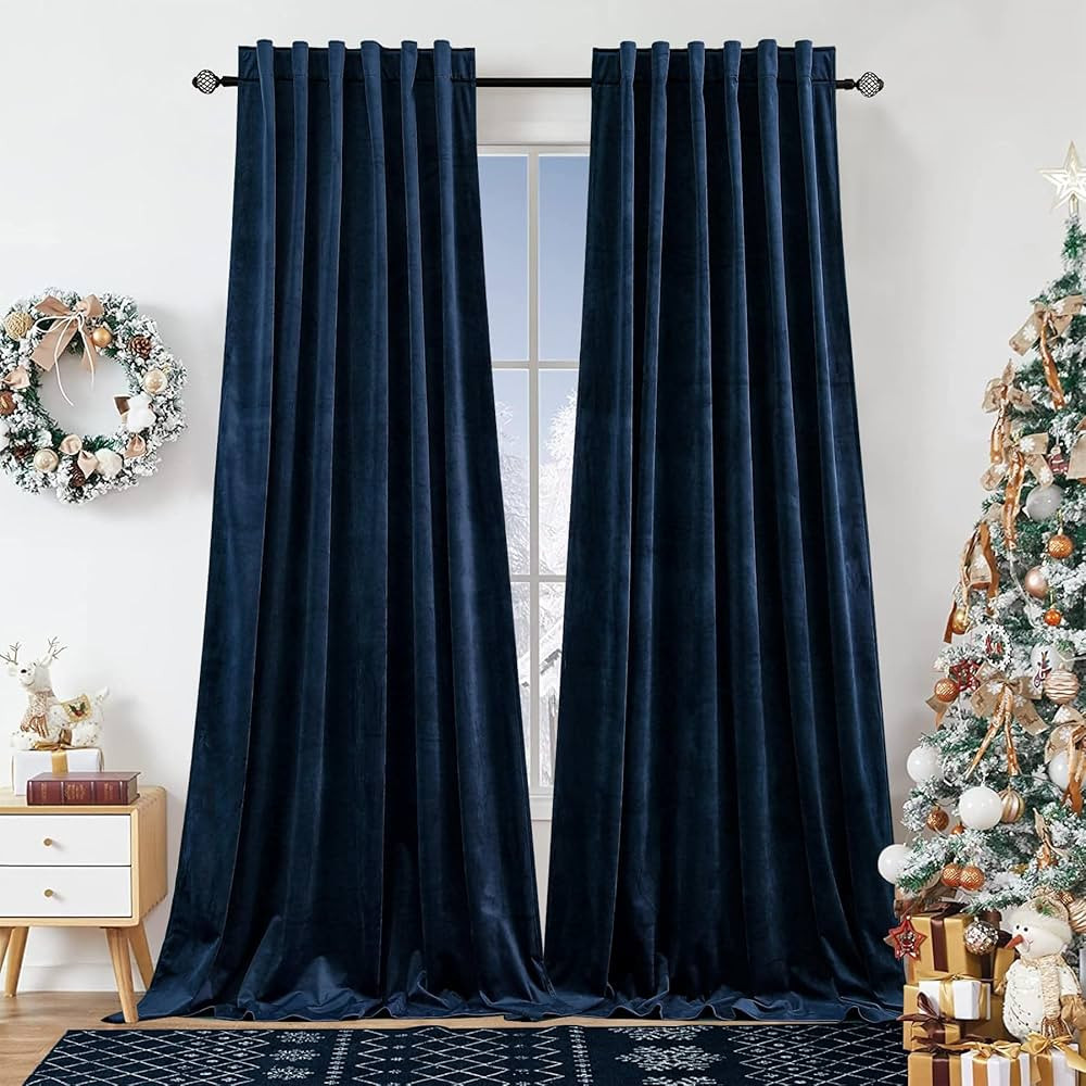Dchola Navy Blue Velvet Curtains for Bedroom Window with Back Tab, Super Soft Vintage Luxury Heav... | Amazon (US)