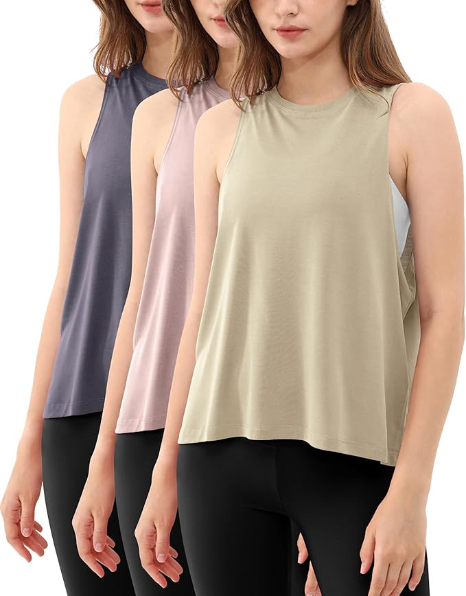 ODODOS 3-Pack Loose Tank Tops for Women Sleeveless Gym Athletic Workout Tops Yoga Shirts | Amazon (US)
