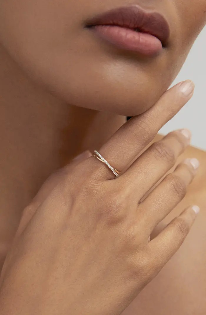 14K Gold Diamond Crossover Ring | Nordstrom