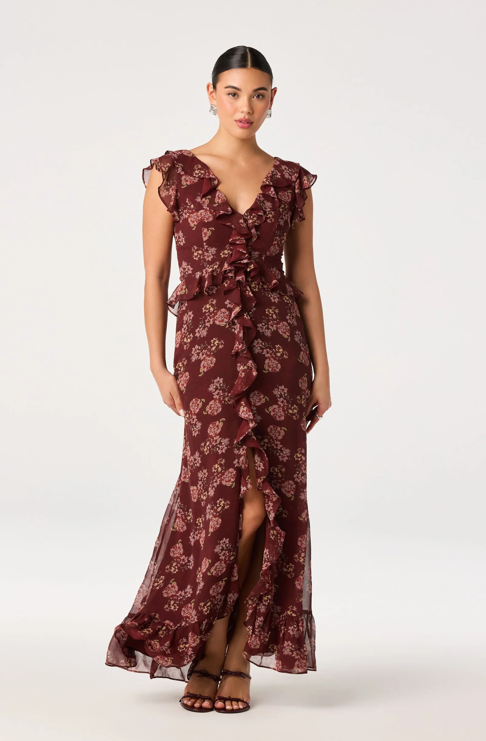 Joana Floral Maxi Dress - Wine floral / XS | ASTR The Label (US)