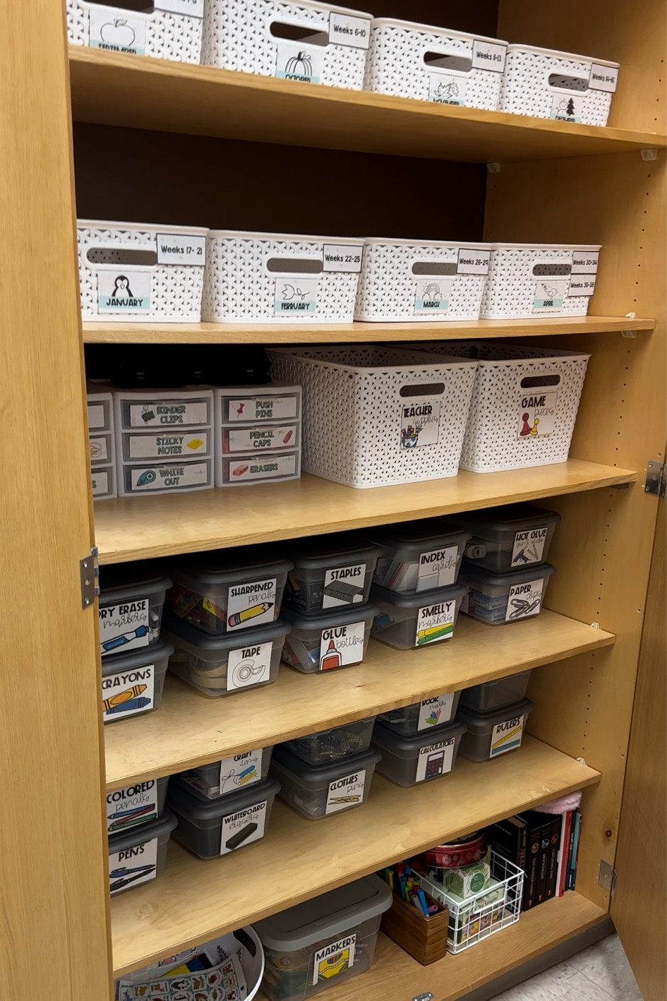 Helped a coworker organize her supply closet! Absolutely LOVE this transformation!!! These bins & labels are the best!

#LTKSeasonal #LTKFind #LTKkids
