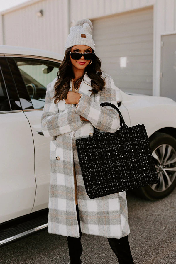 Best Season Of All Tweed Tote In Black | Impressions Online Boutique