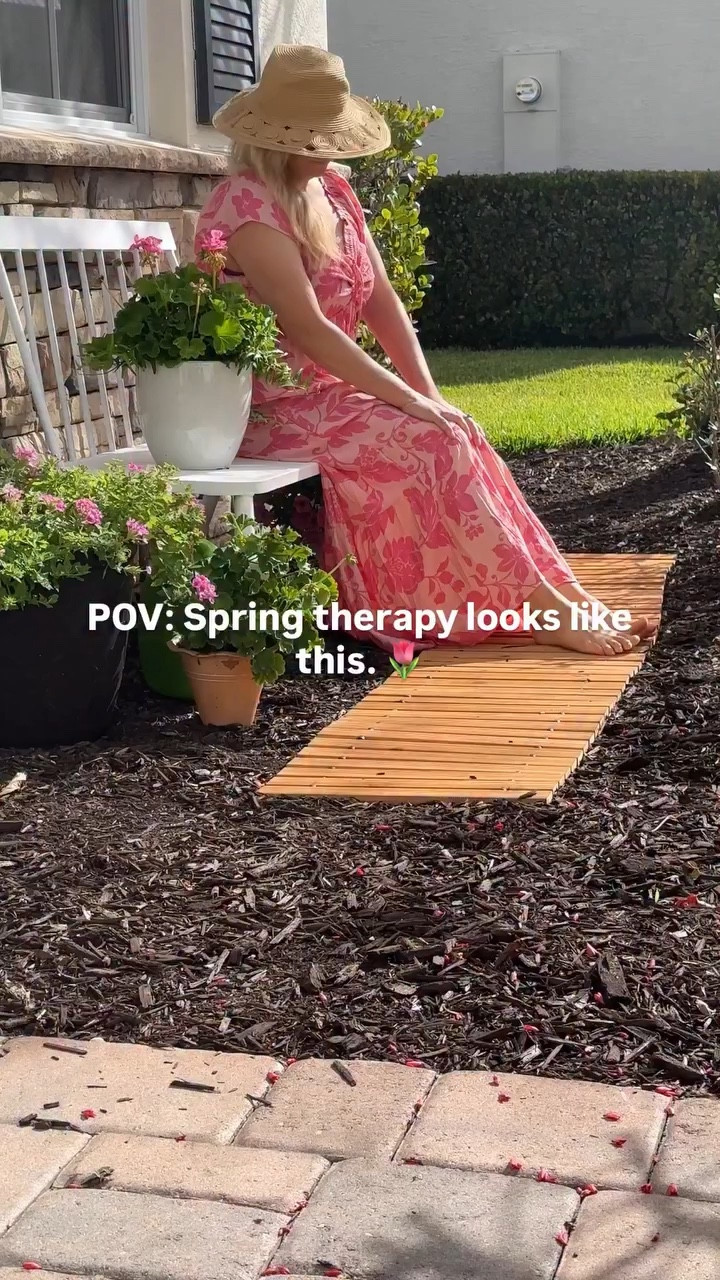 Happy Wednesday Friends! It’s been a busy week so far. Last week I planted a bunch of flowers in my front yard and it was so easy with my new handy (gifted) Folding Garden Kneeler/Seat Foam Pad from @plowandhearth 
No pain or discomfort on my knees and back. A must have for any gardener. 
The Folding Garden Kneeler/Seat has a sturdy steel frame and locking spring-loaded catches to make it safe and secure. It makes a perfect gift for yourself or your favorite gardener. Folds for easy portability and storage.

And the wood pathway adds so much charm to my garden. 
Roll out Hardwood Pathway. Stay high and dry while crossing damp or muddy ground. Naturally weather-resistant hardwood planks are joined with wire and rubber spacers to create these portable, easy-to-use walkways.

Be sure to check out all the gardening products from Plow & Hearth 
Comment SHOP below to receive a DM with the link to this post on my LTK ⬇ https://liketk.it/5Z0Td #ltkspringsale #plowandhearth #gardening ad