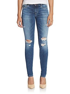 Distressed Roll Cuff Skinny Jeans | Saks Fifth Avenue OFF 5TH