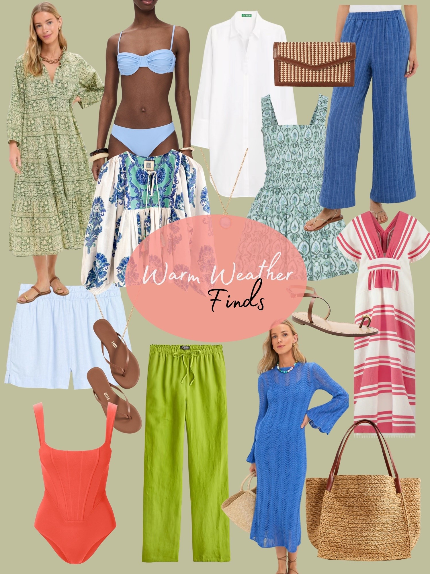 resort picks - beach vacation finds - warm weather finds - spring break packing list -
colorful clothes for spring 