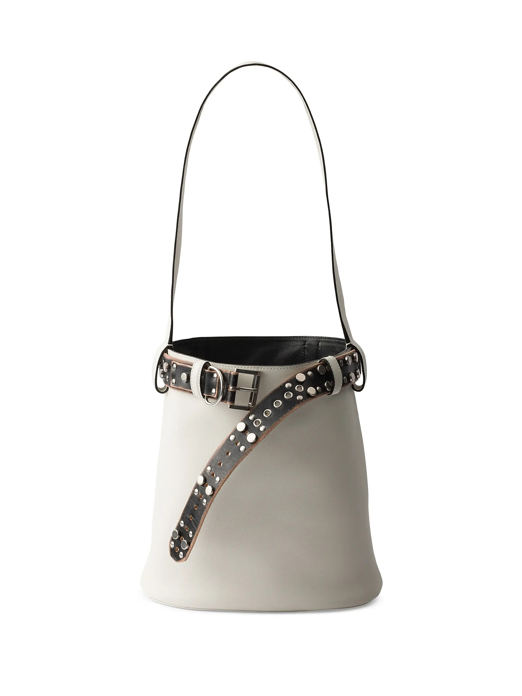 Buckle Leather Bucket Bag with Studded Belt | Saks Fifth Avenue