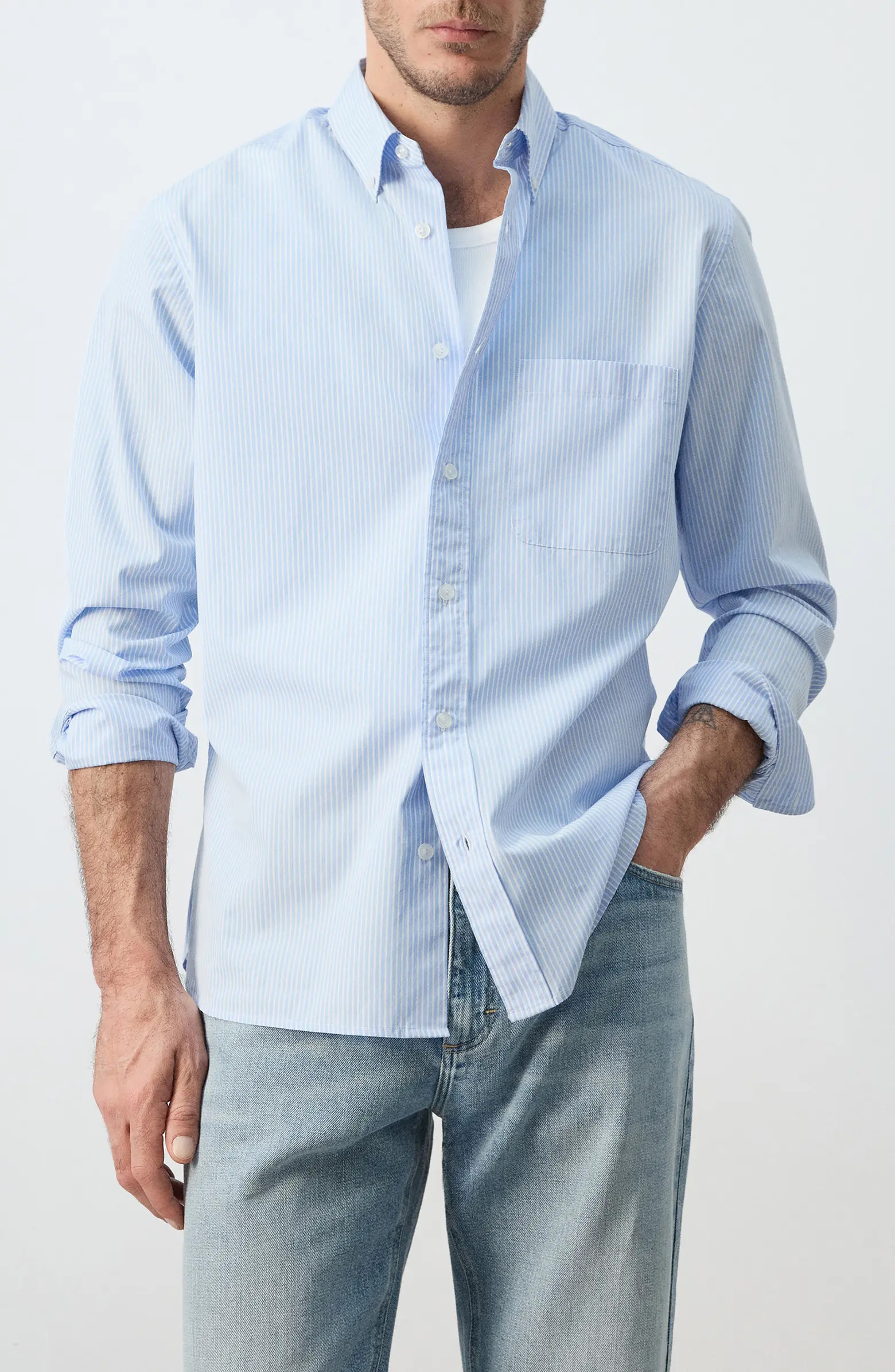 MANGO Regular Fit Stripe Button-Up Shirt | Nordstrom | Nordstrom