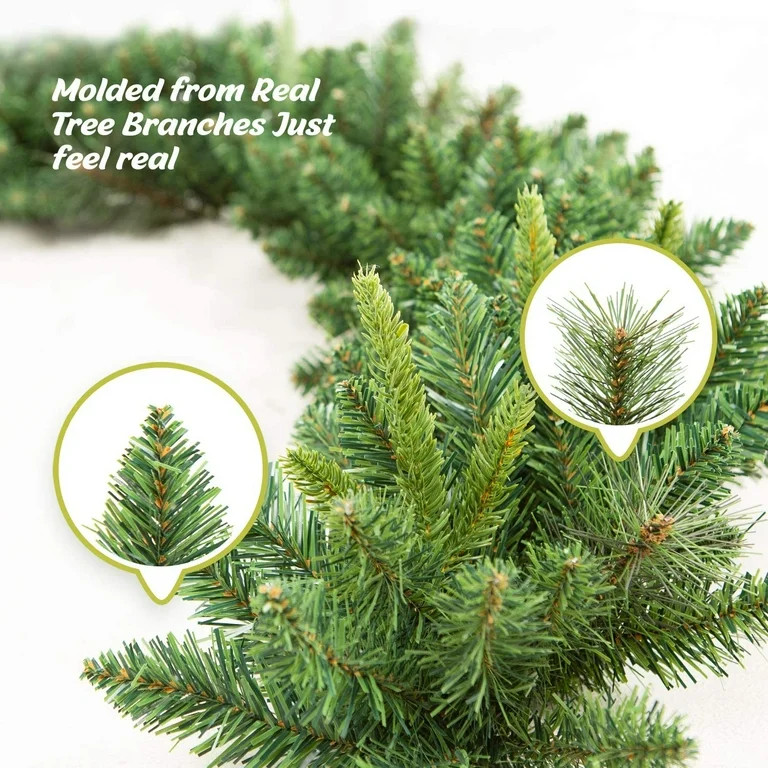 9ft Christmas Garland with 50 Waterproof LED Light Prelit Full Clear Battery Operated Garland 340... | Walmart (US)