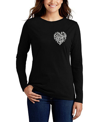 Women's Word Art Cursive Heart  Long Sleeve T-Shirt | Macy's