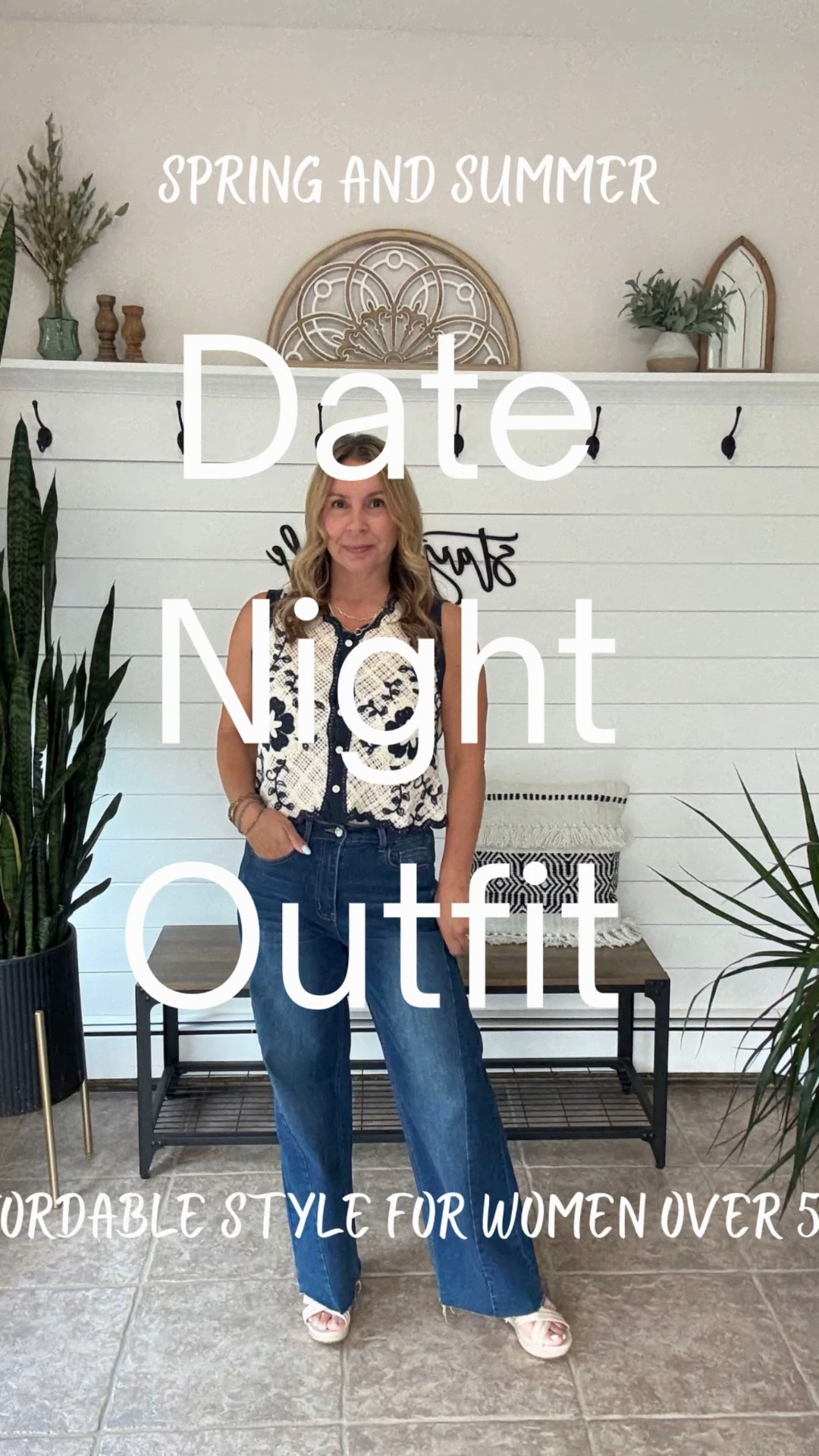 Spring outfit 2026, date night outfit
I’m wearing my regular size 8 in the jeans and a medium in the top but what size up to a large 

#LTKPetite #LTKSaleAlert #LTKOver40