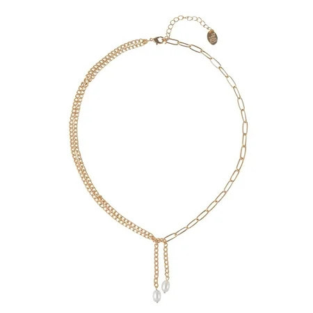 Time and Tru Goldtone Multi Chain Acrylic Drop Y-Necklace | Walmart (US)