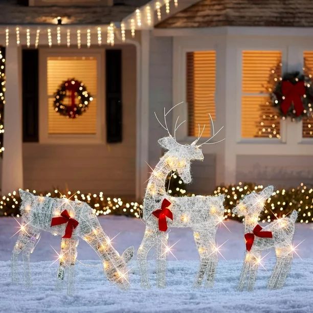 HOURLEEY Christmas Decoration Outdoor 60 Light Up Deer Family, 3-Piece Set 2D Waterproof Plug in ... | Walmart (CA)