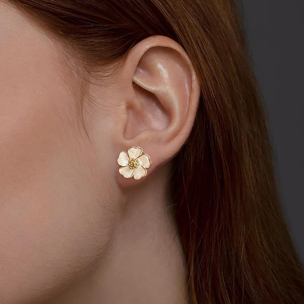Cute Small Blue 5-Petal Flower Stud Earrings for Women, Unique Statement Flower Earring Lightweig... | Amazon (US)