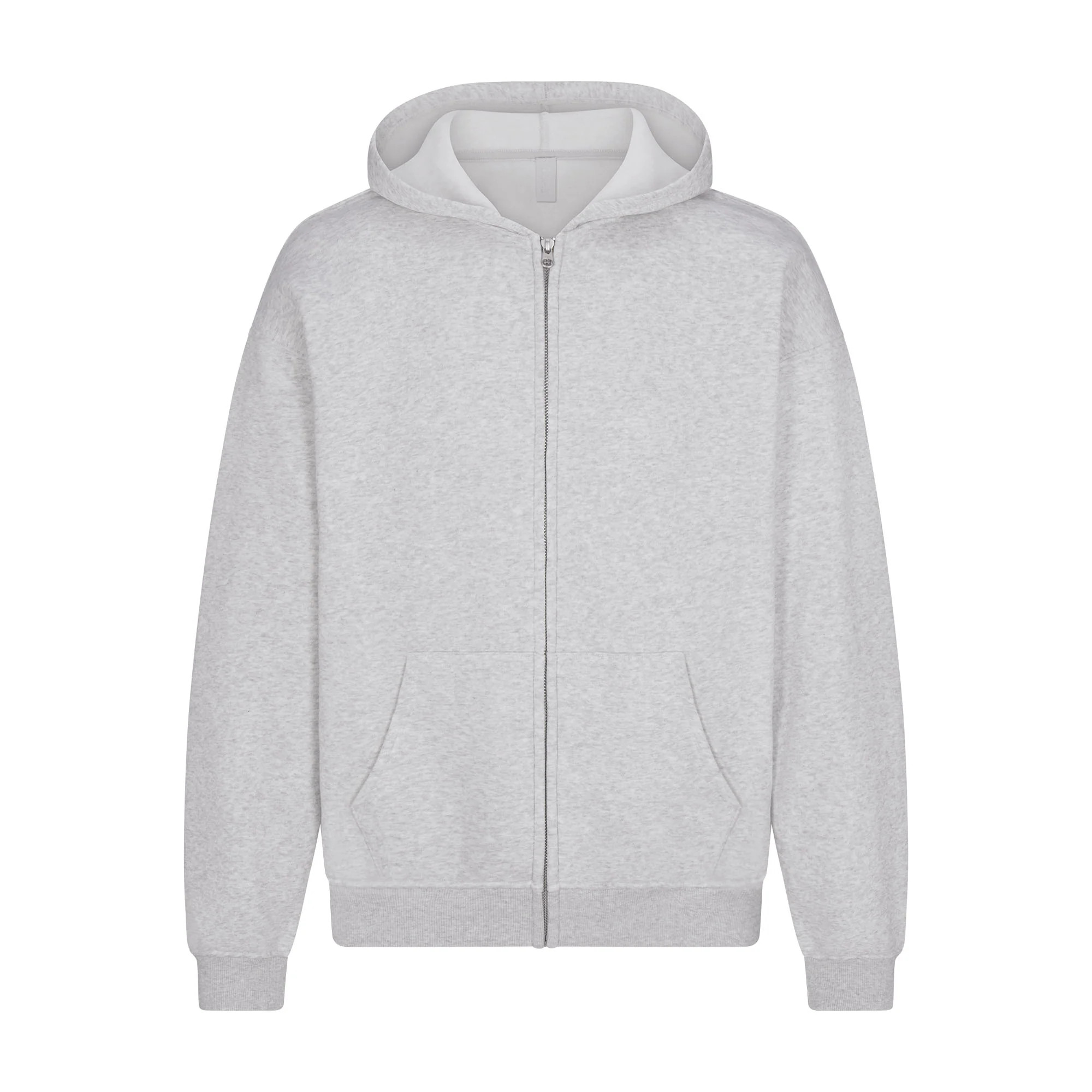 FLEECE LOUNGE MENS RELAXED ZIP UP HOODIE | LIGHT HEATHER GREY | SKIMS (US)