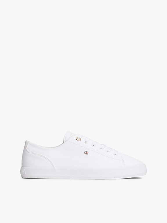 Enamel Flag Canvas Trainers | White | Tommy Hilfiger | Tommy Hilfiger UK
