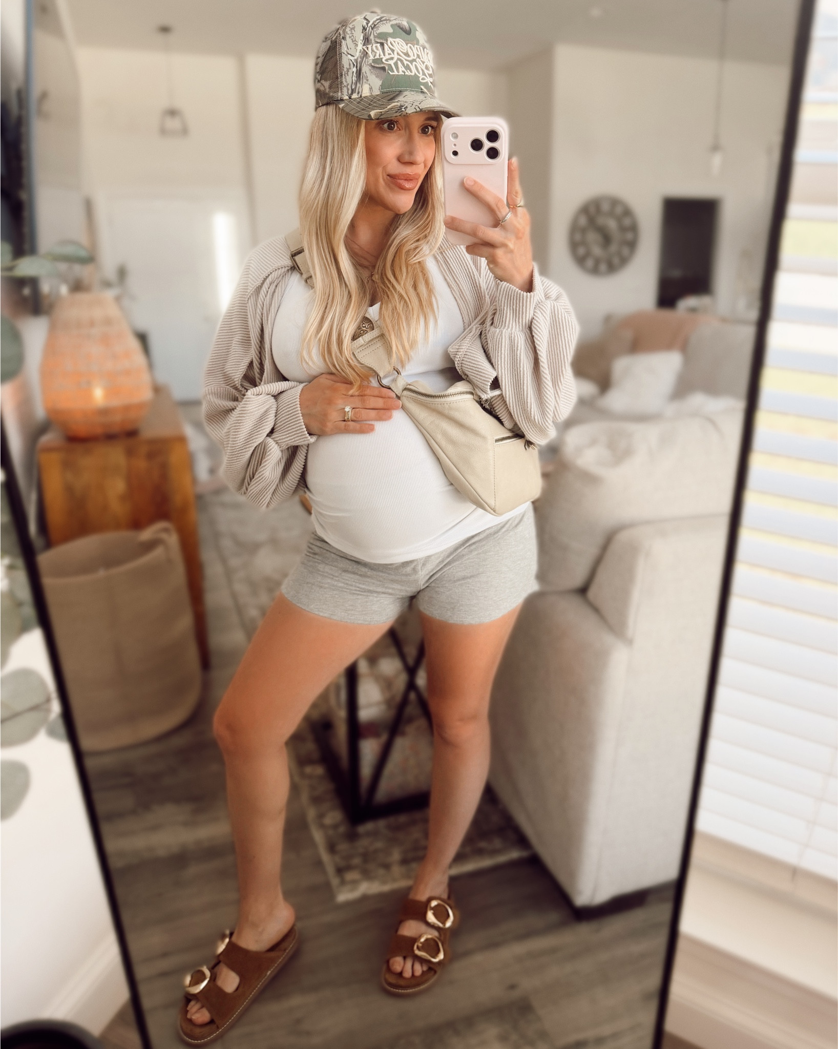 Comfy, casual bump friendly ootd 🌸 

Loving these soft lounge wear grey maternity shorts + white tank combo! Perfect for these last weeks of pregnancy, and I know it’ll be just as easy for postpartum days too! Paired with my favorite sling bag and affordable Target sandals under $26!

#MaternityStyle #PregnancyFashion #Postpartum #MomLifeStyle #AffordableFashion #SlingBagStyle #TargetFinds

#LTKootd #LTKmomlife #LTKBump