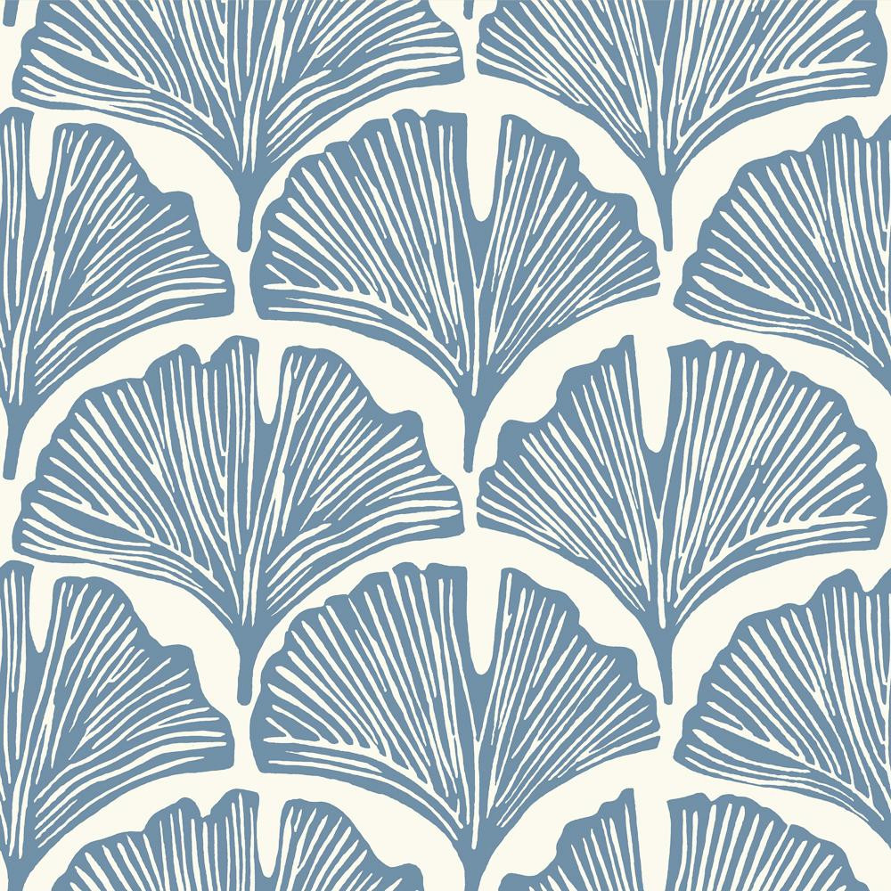 Decoratorsbest Ginko Leaves By The Novogratz Blue Peel And Stick Wallpaper, 28 Sq. Ft. | Decorato... | DecoratorsBest