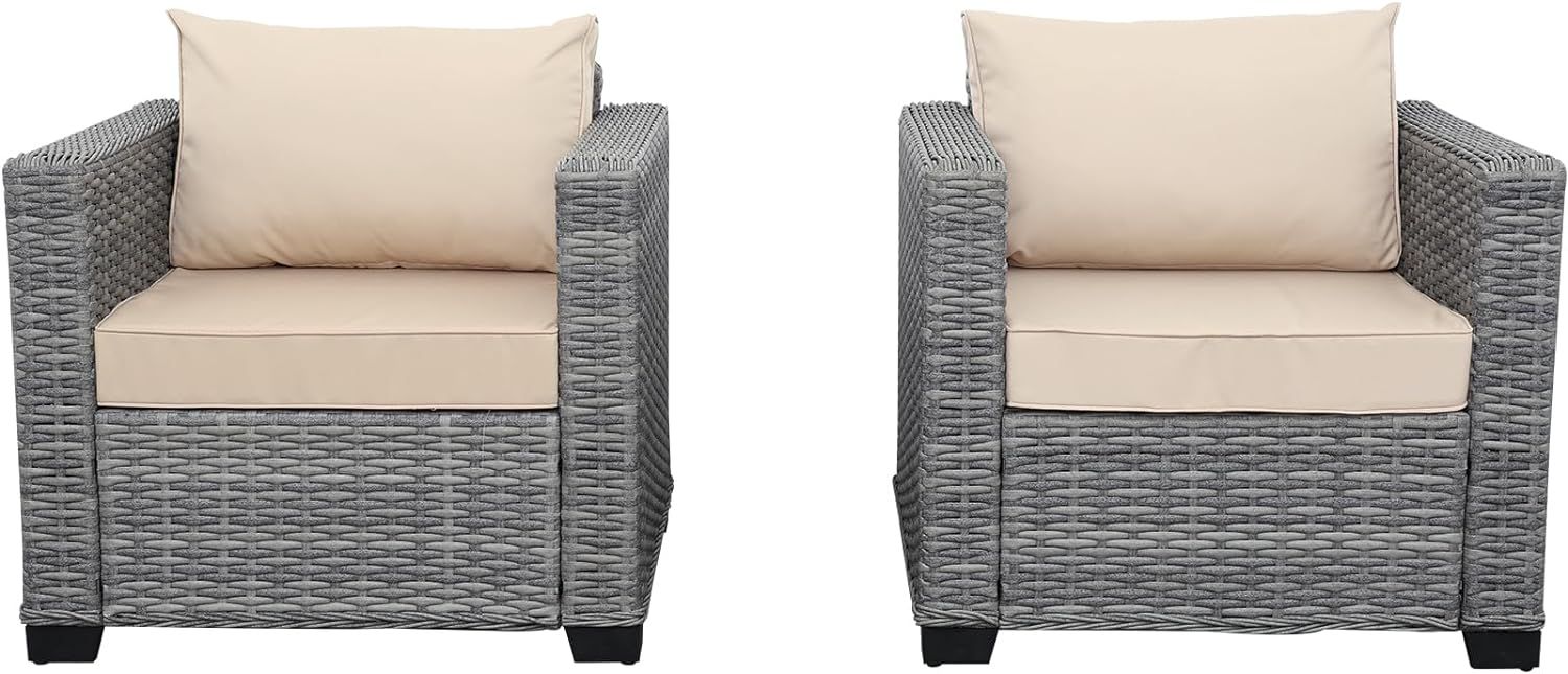Rattaner Outdoor Furniture Club Chair Patio Single Sofa Chairs Outdoor Chairs Set of 2 Outdoor So... | Amazon (US)