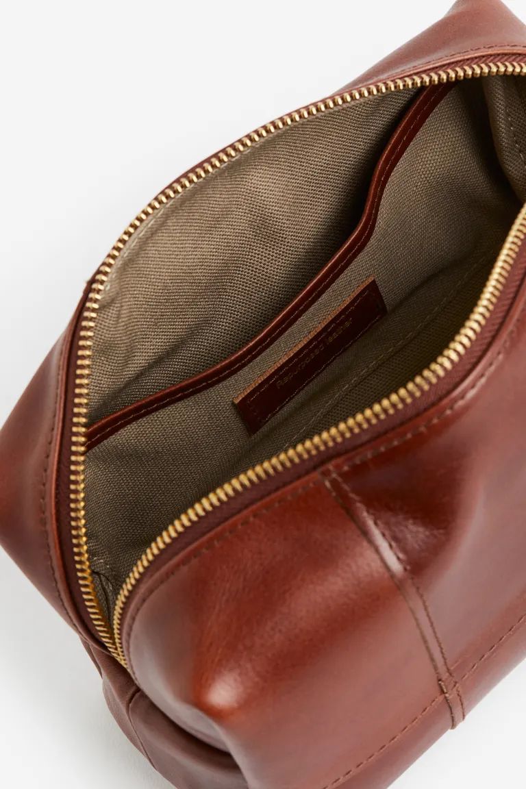 Leather Toiletry Bag - Dark brown - Men | H&M US | H&M (US + CA)