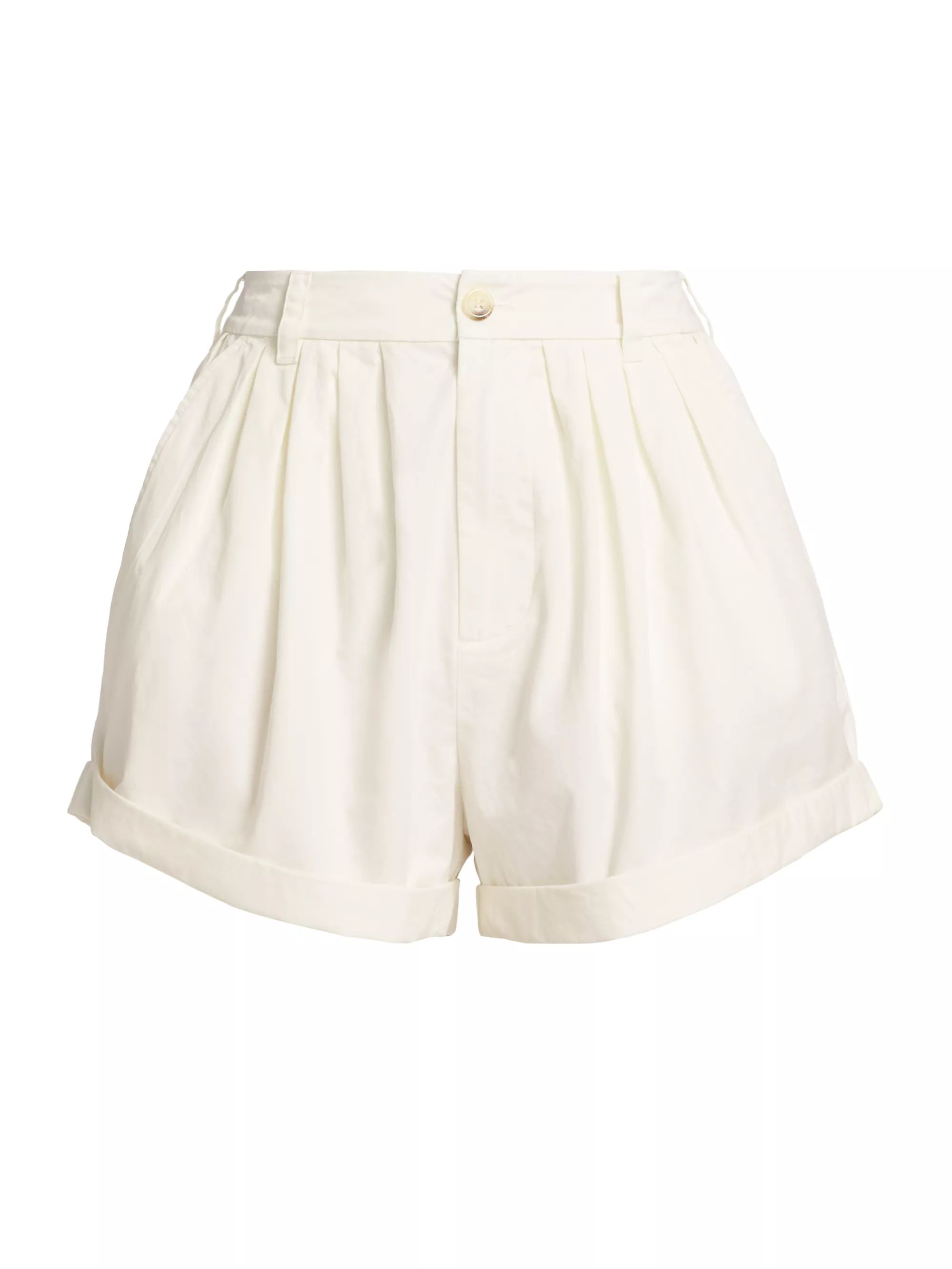 Paige Pleated Cotton Shorts | Saks Fifth Avenue