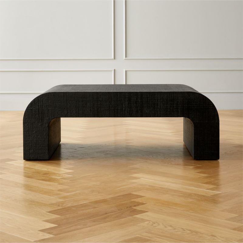 Horseshoe Black Laquered Linen 46" Coffee Table + Reviews | CB2 | CB2