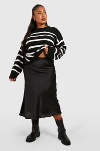 Plus Bias Cut Satin Midaxi Skirt | boohoo (US & Canada)