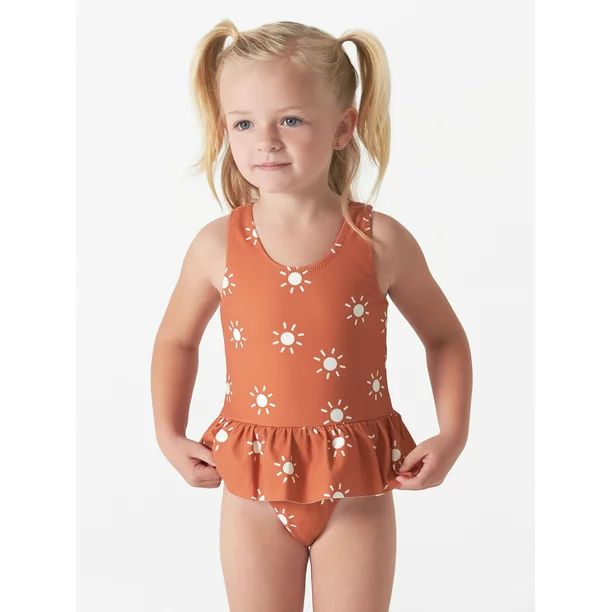 Modern Moments by Gerber Baby and Toddler Girl One-Piece Ruffle Swimsuit with UPF 50+, Sizes 12M-... | Walmart (US)