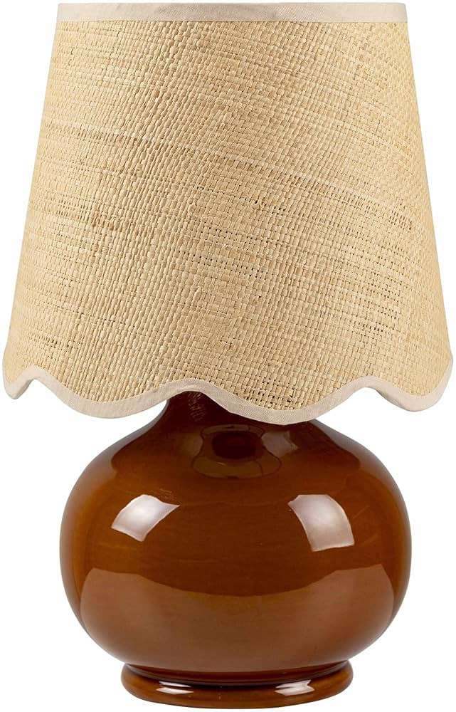 Theisseil Boho Ceramic Bedside Table Lamp for Bedroom Nightstand and Living Room - Shade Rattan -... | Amazon (US)